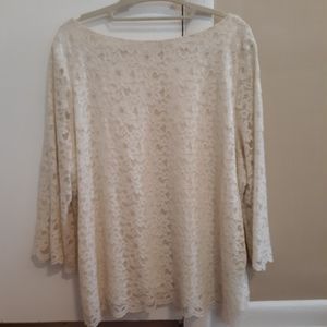 Cream Lace Blouse - Charter Club 2x - Looks New